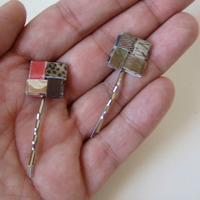 Two Eco Chic Earth Toned Bobbies - Brown, Taupe, Cayenne - Thumbnail 1