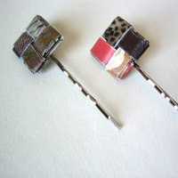 Two Eco Chic Earth Toned Bobbies - Brown, Taupe, Cayenne - Thumbnail 3