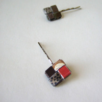 Two Eco Chic Earth Toned Bobbies - Brown, Taupe, Cayenne - Thumbnail 4