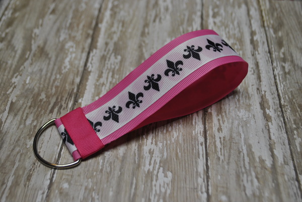 White Fleur De LIs KeyFob/ Key Chain/ Louisville 