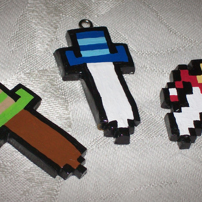 Inspired by legend of zelda link 8 bit sword keychain