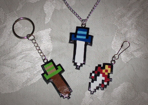 Inspired by Legend of Zelda Link 8 bit Sword Keychain