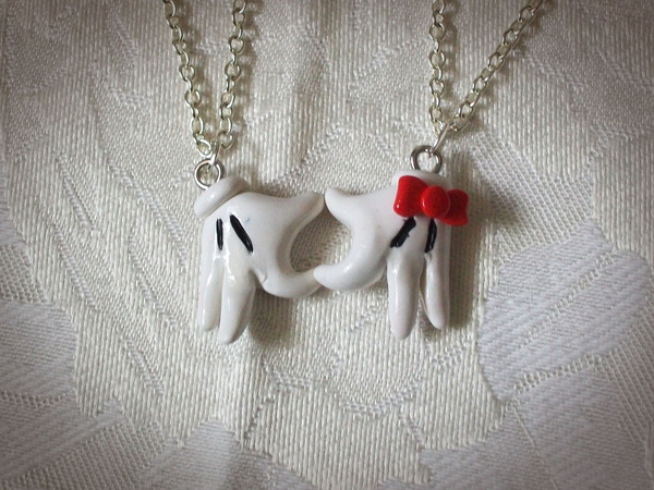 Minnie & Mickey Heart Friendship Necklace Set