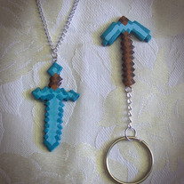 Inspired by Minecraft Pickaxe/Sword Keychain