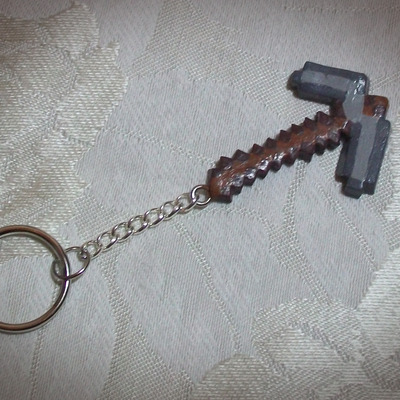 Inspired by minecraft pickaxe/sword keychain
