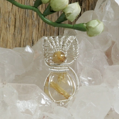 Golden rutilated quartz pendant