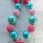Pink/Teal Anchor Chunky Necklace/Nautical/Photo Prop-2