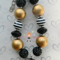 Black/Gold Anchor Chunky Necklace/Nautical/Photo Prop - Thumbnail 2
