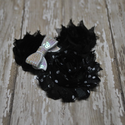 Minnie mouse inspired shabby flower clip - hair bow 