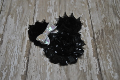 Minnie mouse inspired shabby flower clip - hair bow 