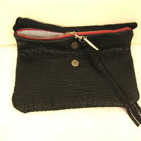 Bone Feather Lamb Skin Fold Over Clutch - Thumbnail 1