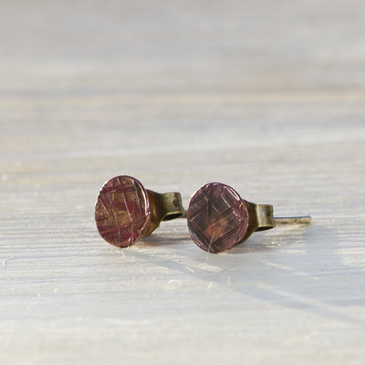 Handmade copper circle studs