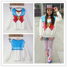 Sailor moon harajuku sweatshirt fake collar tops kawaii 