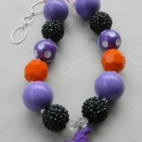 Witch Pendant Halloween Chunky Necklace/Perfect Photo Props/Costumes/Girls Accessories - Thumbnail 1