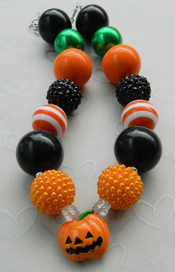 Black/Orange/Pumpkin Halloween Chunky Necklace/Perfect Photo Props/Costumes/Girls Accessories