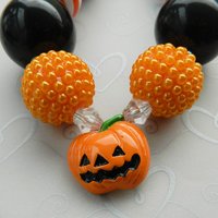 Black/Orange/Pumpkin Halloween Chunky Necklace/Perfect Photo Props/Costumes/Girls Accessories - Thumbnail 1