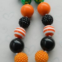 Black/Orange/Pumpkin Halloween Chunky Necklace/Perfect Photo Props/Costumes/Girls Accessories - Thumbnail 2