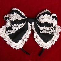  Lolita Lace Bow KC Hair Hoop Free Ship SP141091 - Thumbnail 2