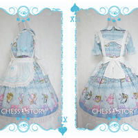 Chess Story 【Alice's Mad Tea Party】OP Dress With Apron Set Free Ship SP141092 - Thumbnail 1