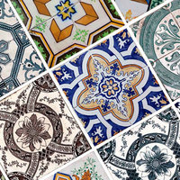 Portuguese Tiles Sticker for Kitchen Home Wall Decor (Pack 48) - Thumbnail 1