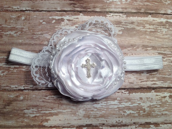 White cross headband flower