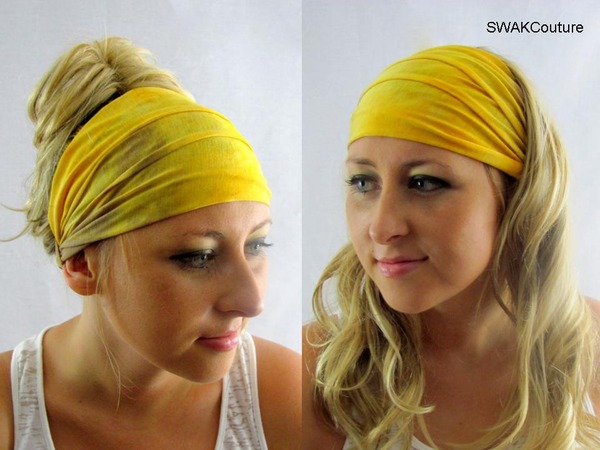 Yoga HeadBand Tie Dye Cotton Stretchy Jersey Wide Headband Wide Head Wrap Women's Turban Headband