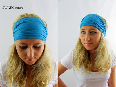 Yoga headband wide jersey headband turquoise head wrap women's turban headband or choose color