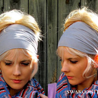Yoga Headband Wide Jersey Headband Turquoise Head Wrap Women's Turban Headband or Choose Color - Thumbnail 1