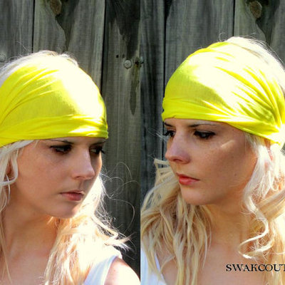 Yoga headband wide jersey headband yellow head wrap women's turban headband or choose color
