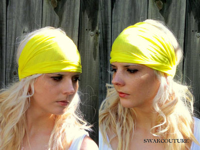Yoga headband wide jersey headband yellow head wrap women's turban headband or choose color