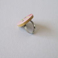 Eco Ring - Wood and Paper - Pretty in Pink - Thumbnail 2