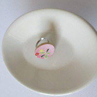 Eco Ring - Wood and Paper - Pretty in Pink - Thumbnail 1