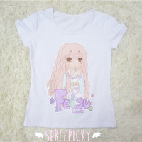 Plus Cutie "Chibi Fetsu Chan" Kawaii Custom Design Tailor Made Cotton T-shirt Top Free Ship SP140844 - Thumbnail 3