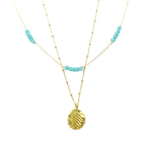 Layered Chalcedony and Vermeil Leaf Necklace Set