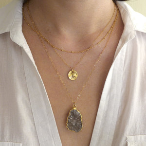 Layered Druzy and Personalized Necklace Set - Thumbnail 3