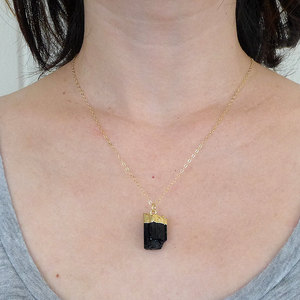 Mini Raw Black Tourmaline Necklace - Thumbnail 3