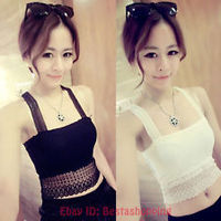 Sexy  Lace Wrapped Chest Strap Sleeveless Shirt Vest Blouse Tank Crop Top - Thumbnail 1