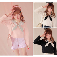 Sailor Collar With Tie Fleece Jumper Pullover Top Free Ship SP141150 - Thumbnail 1