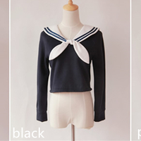 Sailor Collar With Tie Fleece Jumper Pullover Top Free Ship SP141150 - Thumbnail 2