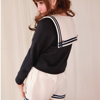 Sailor Collar With Tie Fleece Jumper Pullover Top Free Ship SP141150 - Thumbnail 4