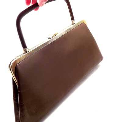 Mod copper purse, womens vintage small brown clutch, designer bag, retro handbag