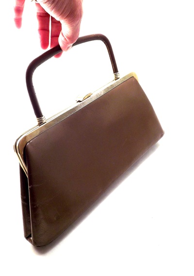 Mod Copper Purse, Womens Vintage Small Brown Clutch, Designer Bag, Retro Handbag
