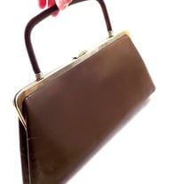 Mod Copper Purse, Womens Vintage Small Brown Clutch, Designer Bag, Retro Handbag