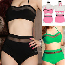  vintage up high waist bikini set