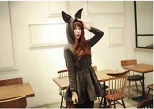 Cute little bunny ears fluffy hooded fleece sweater dress
