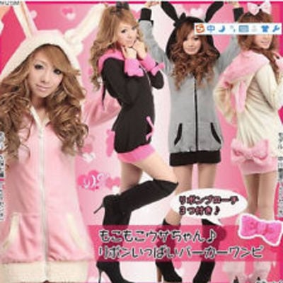 Cute bunny ears sherpa hoodie jacket coat with bows