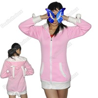 Cute Bunny Ears Sherpa Hoodie Jacket Coat With Bows - Thumbnail 1