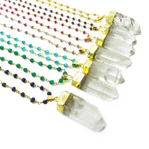 Crystal Quartz Point Rosary Necklace - Thumbnail 1