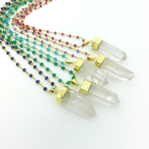 Crystal Quartz Point Rosary Necklace - Thumbnail 2