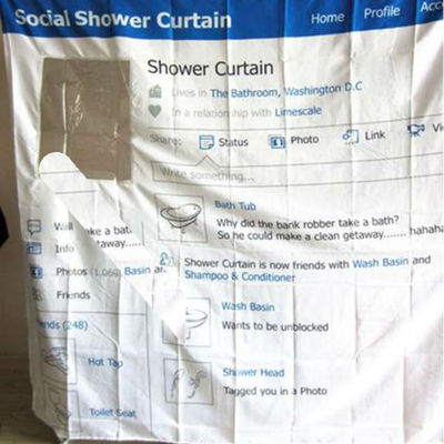 Social page facebook cool design 1.8 x 1.8 m polyester bathroom use shower curtain